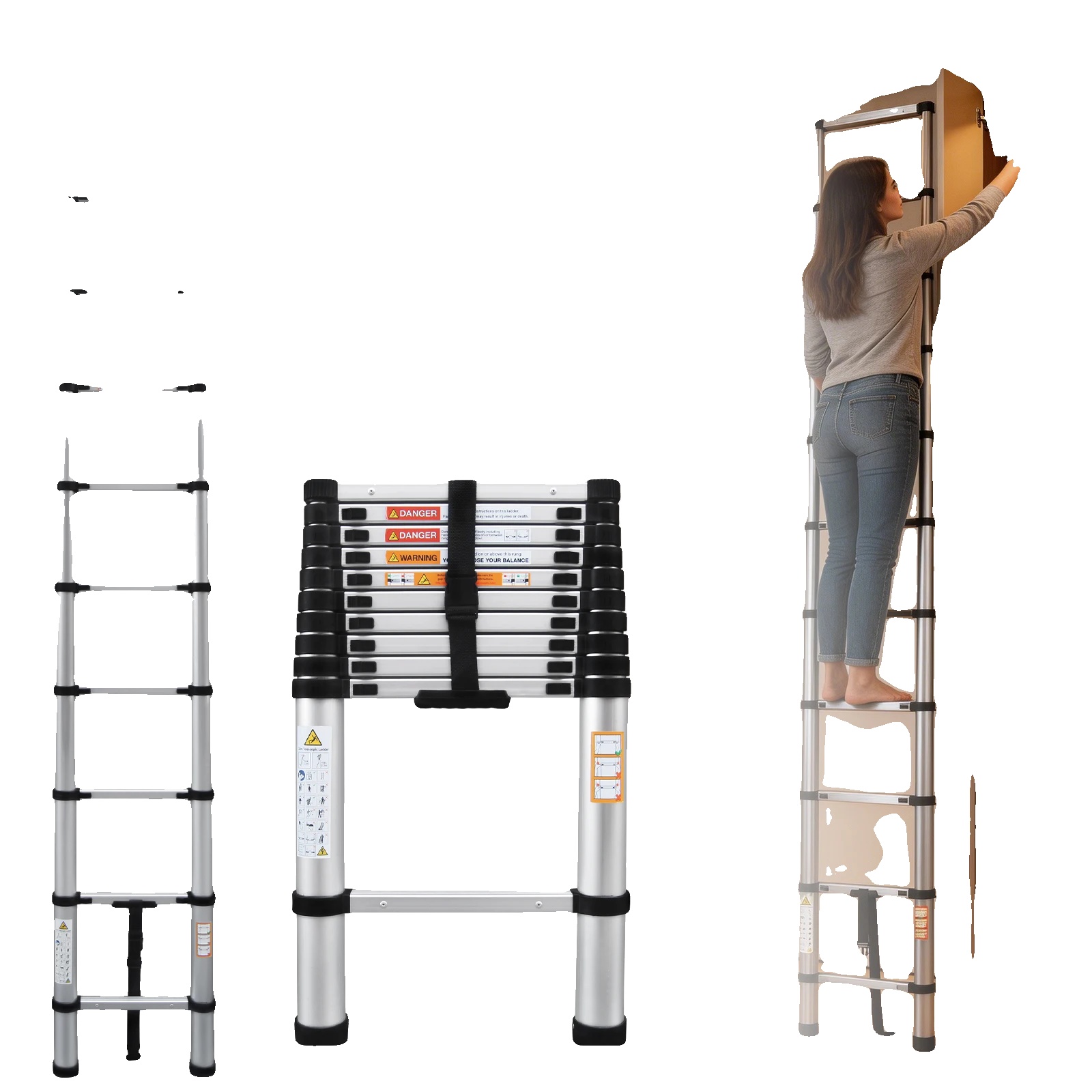 Teleskopleiter, Edelstahl, 11-stufen-design, 3.2m