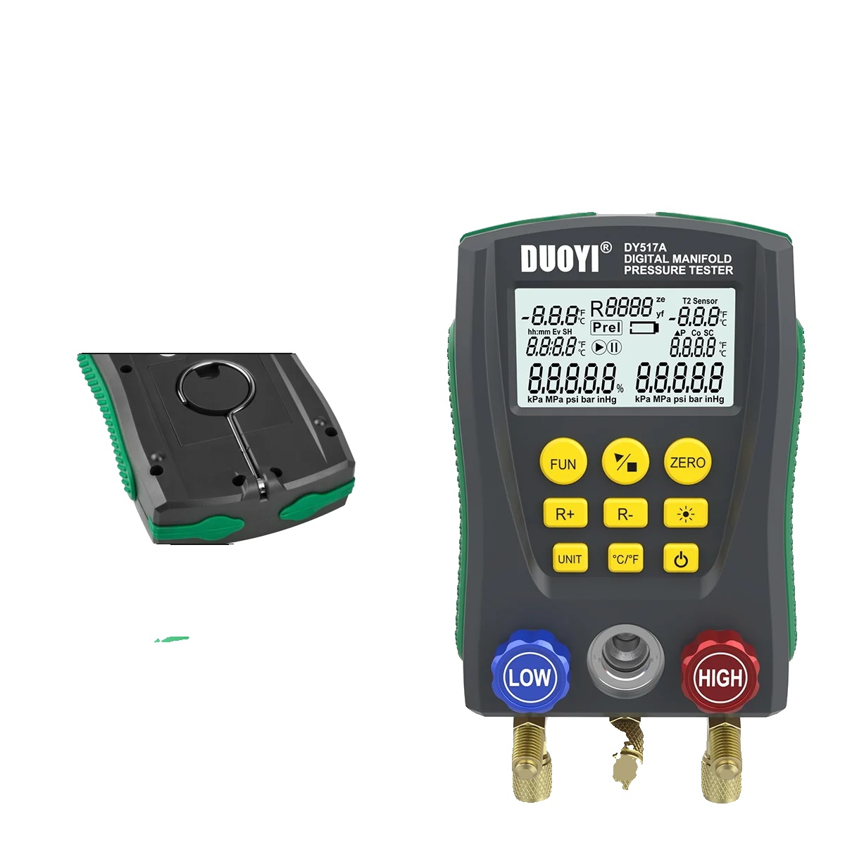 Digitales Manometer, Druckprüfbereich -101 Kpa Bis 6 Mpa, Schlauchlänge 1,5 M, Multifunktionsfähigkeit, Doppelte Temperaturmessung,
