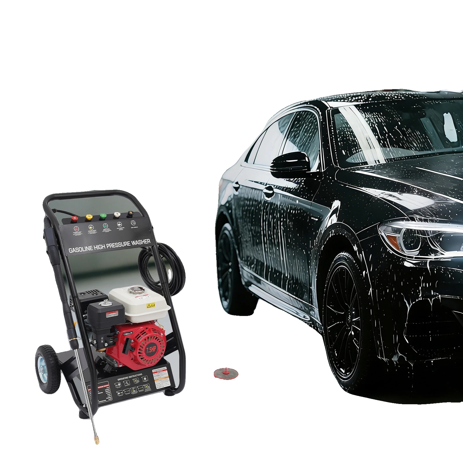Hochdruckreiniger, Schlauchlänge 8m, Maximale Durchflussrate 8,7l/min, Wattzahl 4000-5999w, Motorölbehälterkapazität 23,67 Oz,