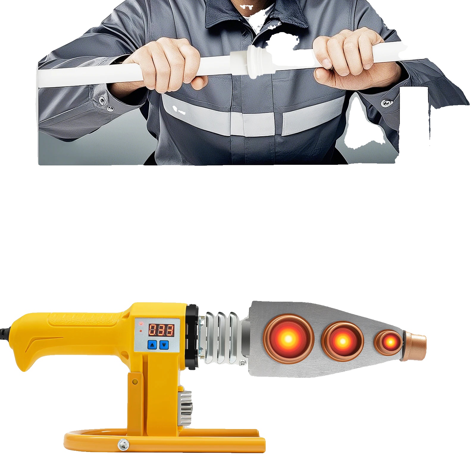 Rohrschweißmaschine, 850w Leistung, 220v Spannung, Einstellbare Temperatur 0-380°c, Matrizenkopfgrößen Bis Zu 63mm, Leicht 2,25kg