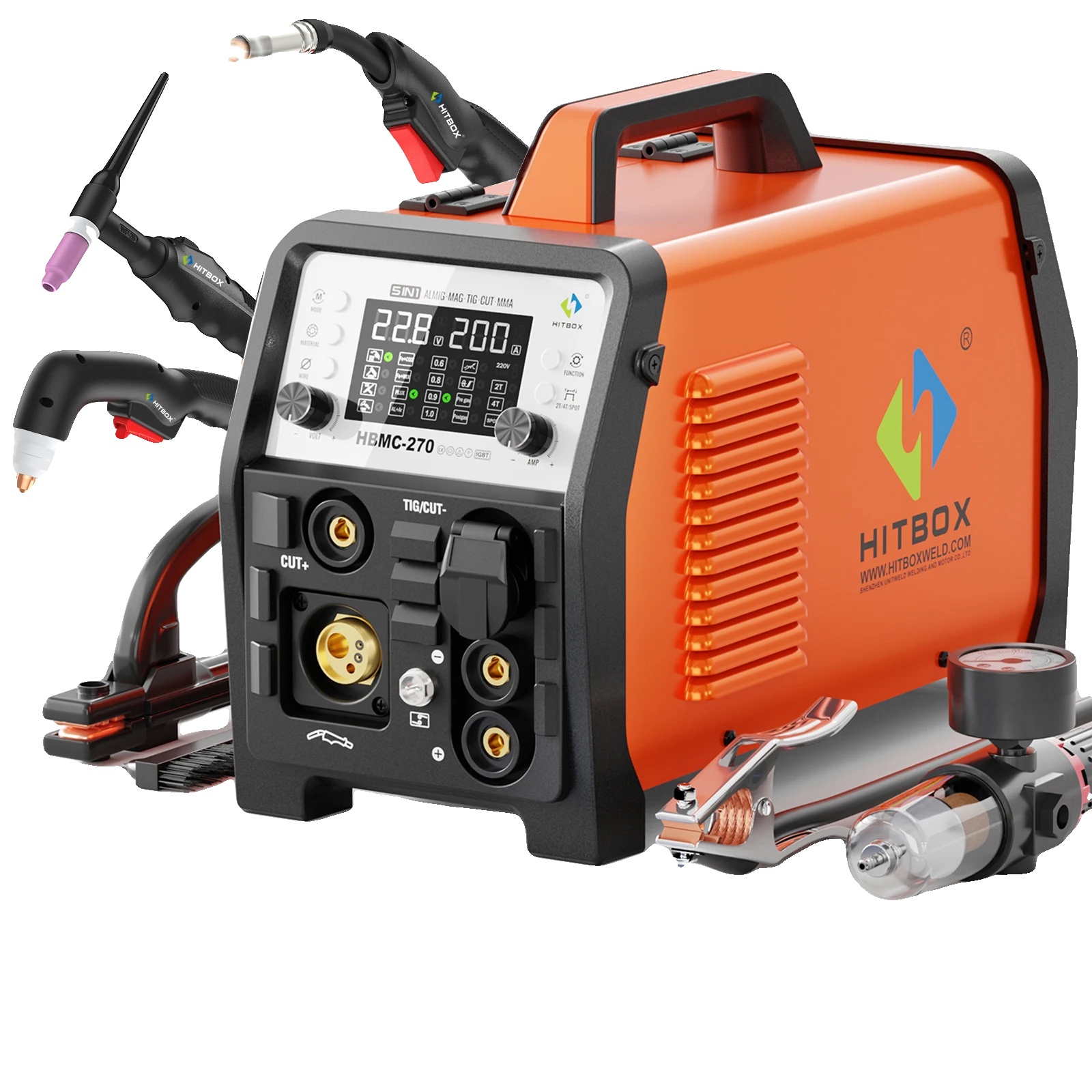 Schweißmaschine, 6 In 1 Funktionalität, Gas- Und Gaslos Kompatibel, Hbmc270