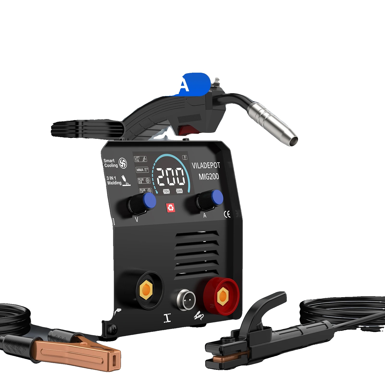 Schweißmaschine, Keine Gasfähigkeit, 200a Maximale Stromstärke, 220v Eingangsspannung, Automatische Drahtzufuhr, Kompakte Abmessungen