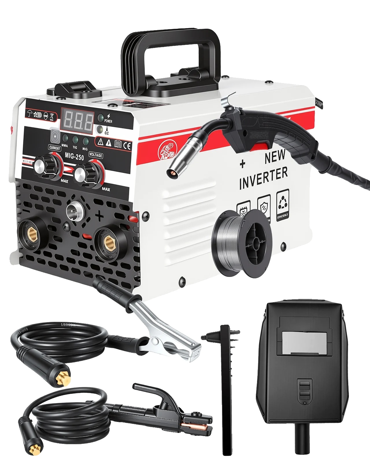 Mig Mma Schweißmaschine, Multiprozessfähigkeit, Einstellbarer Strom, 3-in-1 Mig 250