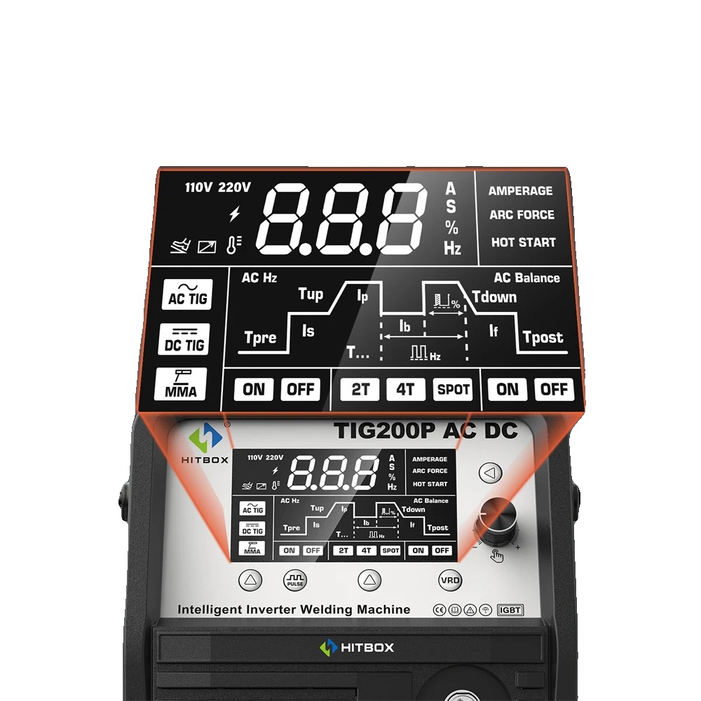 Schweißmaschine, Intelligente Inverter-technologie, Led-bildschirmanzeige, Tig200p Ac Dc, 220v