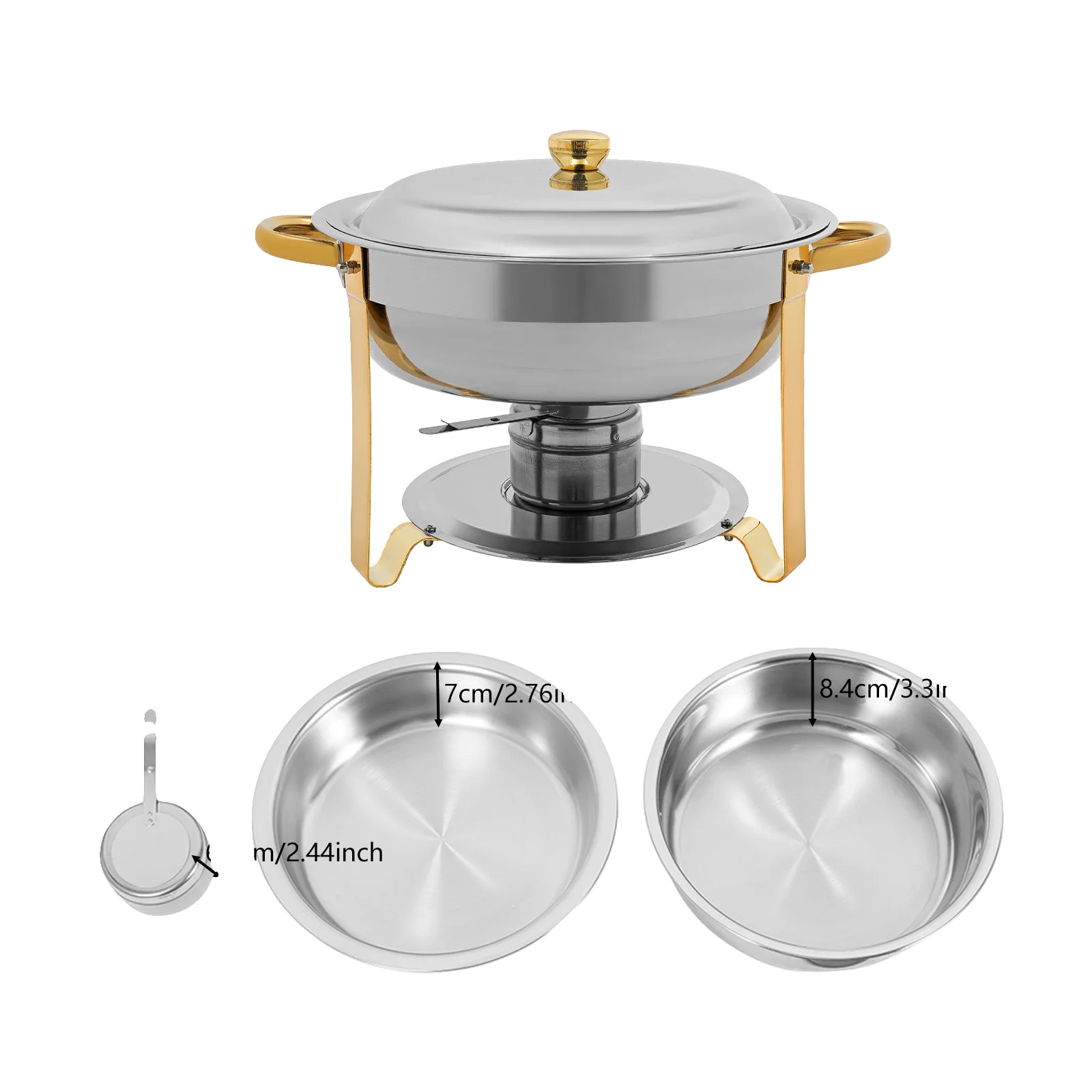 Chafing Dish Set, 4-teiliges Set, Modernes Minimalistisches Design, Vierteilige Set, Hellgrau