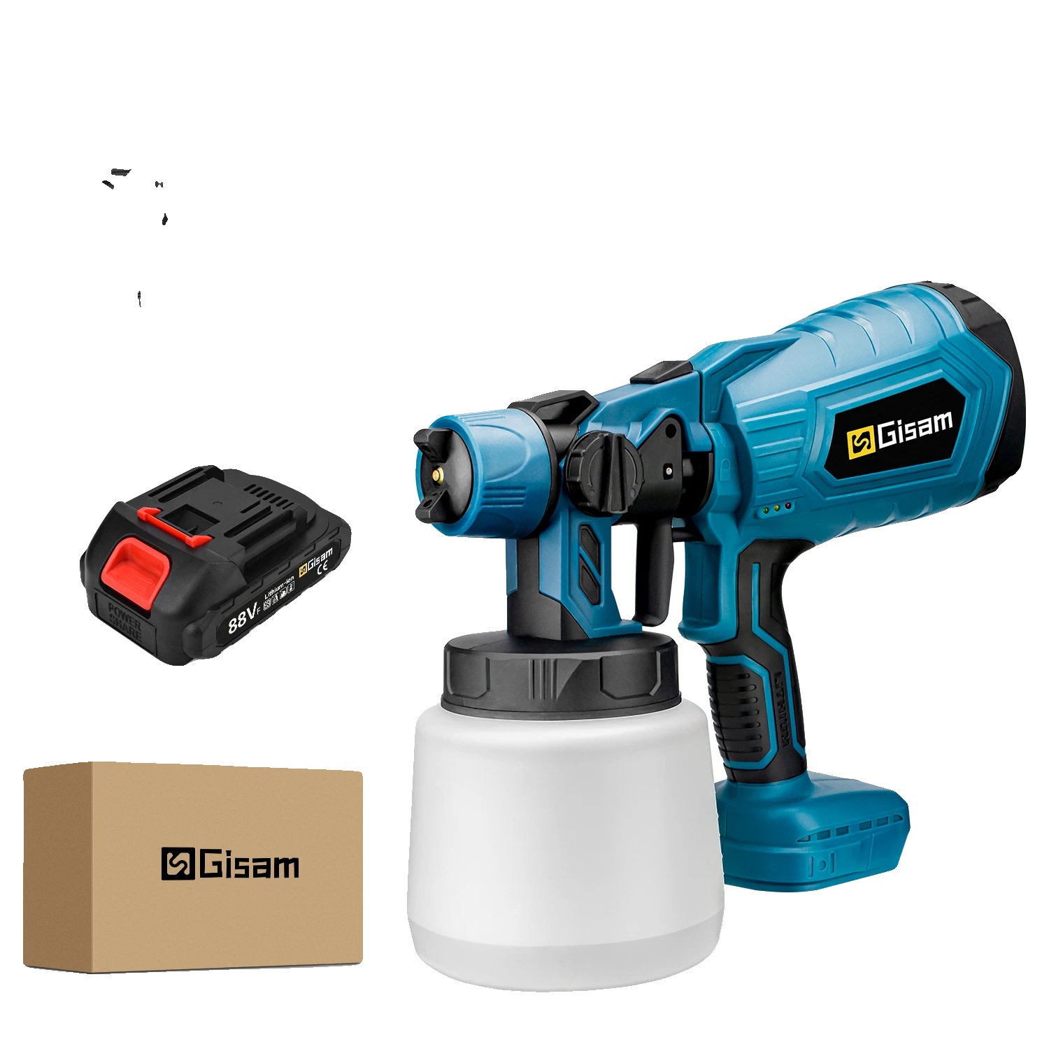 Farbsprüher, 1000ml Kapazität, Einstellbare Durchflusskontrolle, 1 Batterie -blau
