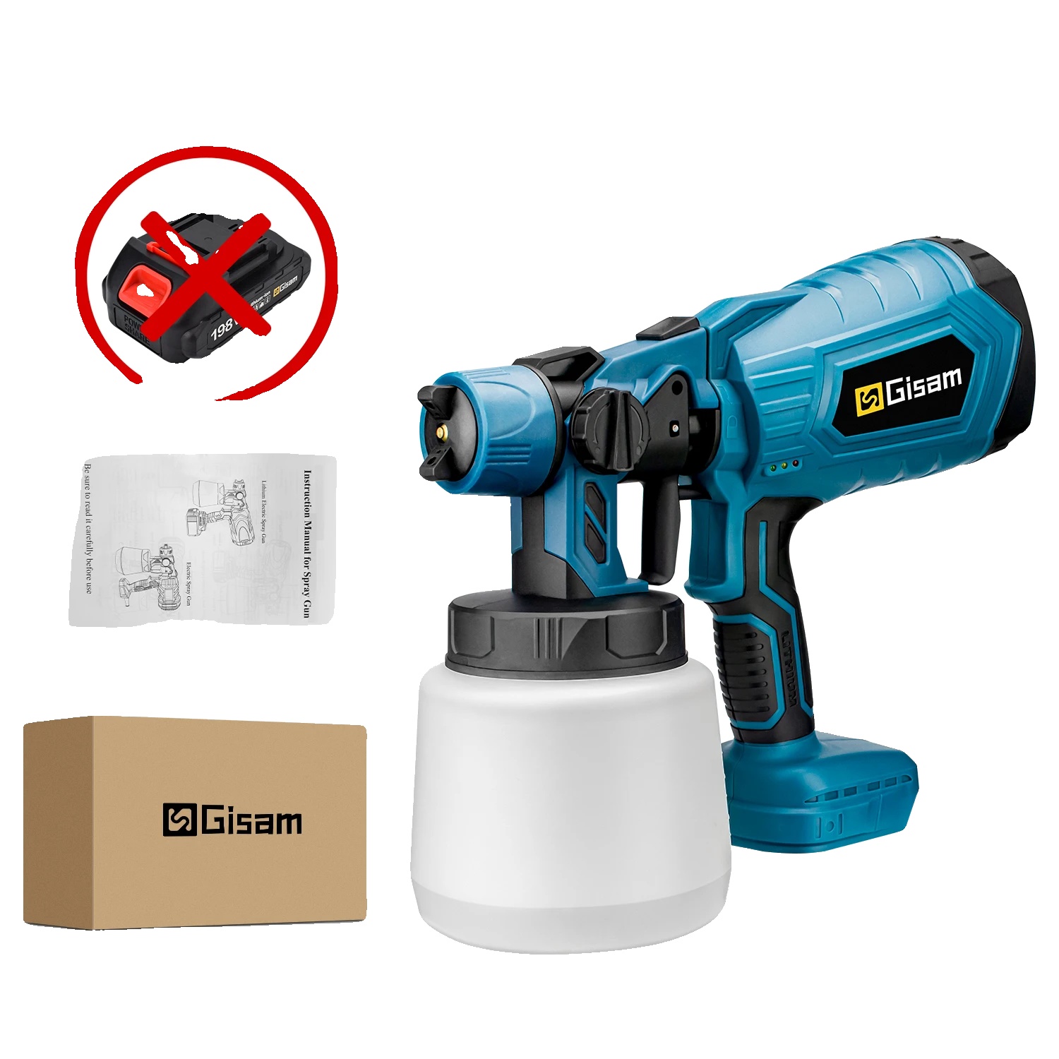Farbsprüher, 1000ml Kapazität, Einstellbare Durchflusskontrolle, Keine Batterie-blau