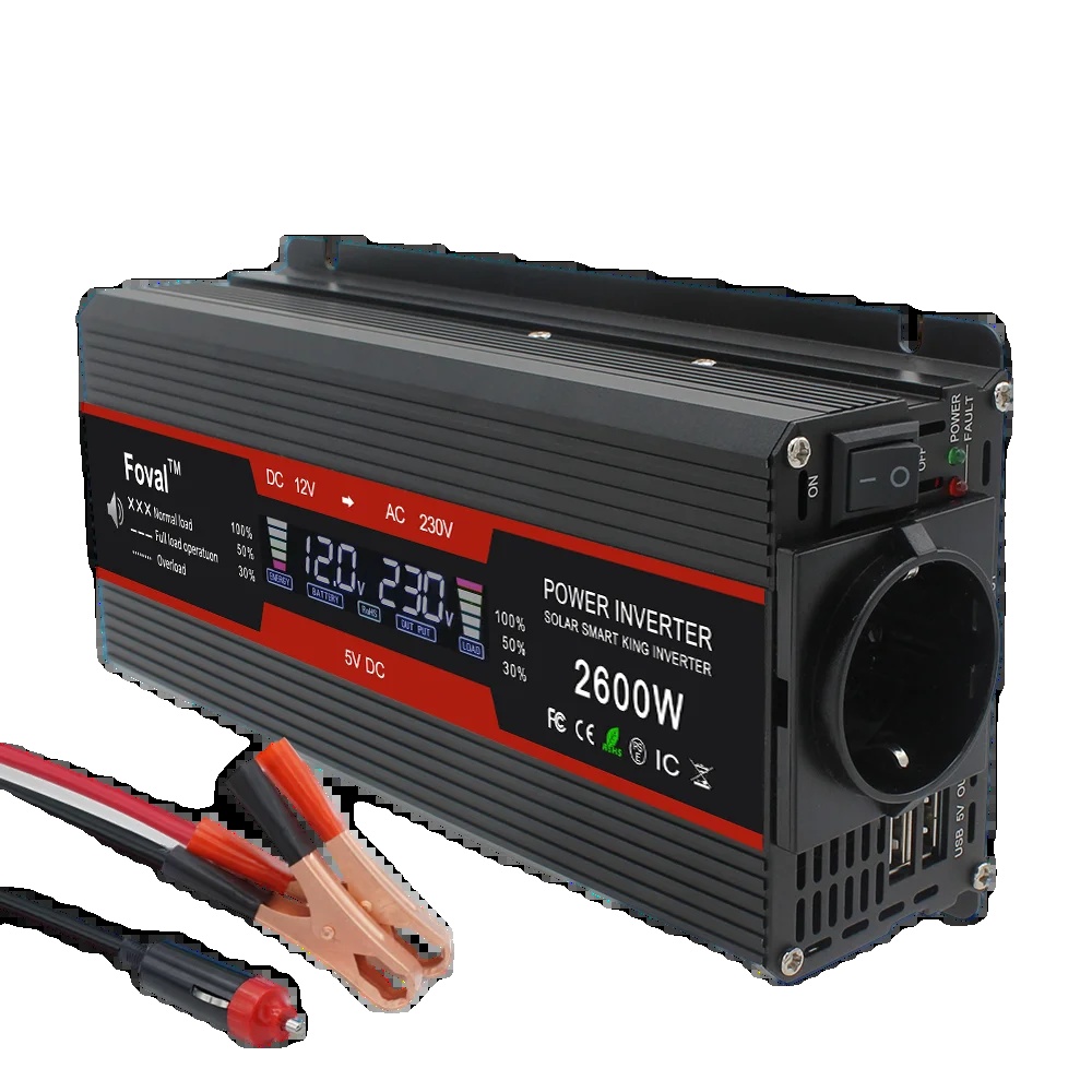 Stromwechselrichter, Modifizierte Sinuswelle, Duale Usb-ports, 2600w Schwarz