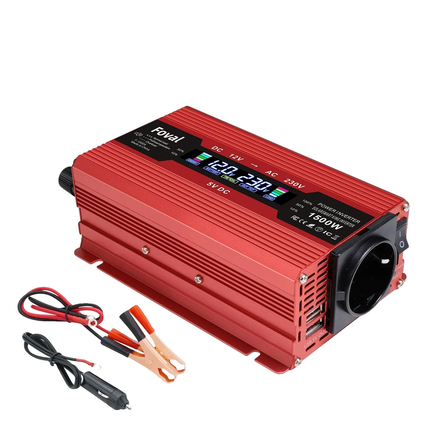 Stromwechselrichter, Modifizierte Sinuswelle, Duale Usb-ports, 1500w Rot