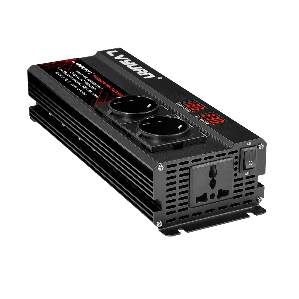 Auto-inverter, 1300w Dauerleistung, 2600w Spitzenleistung, 12v-220v-schwarz-a