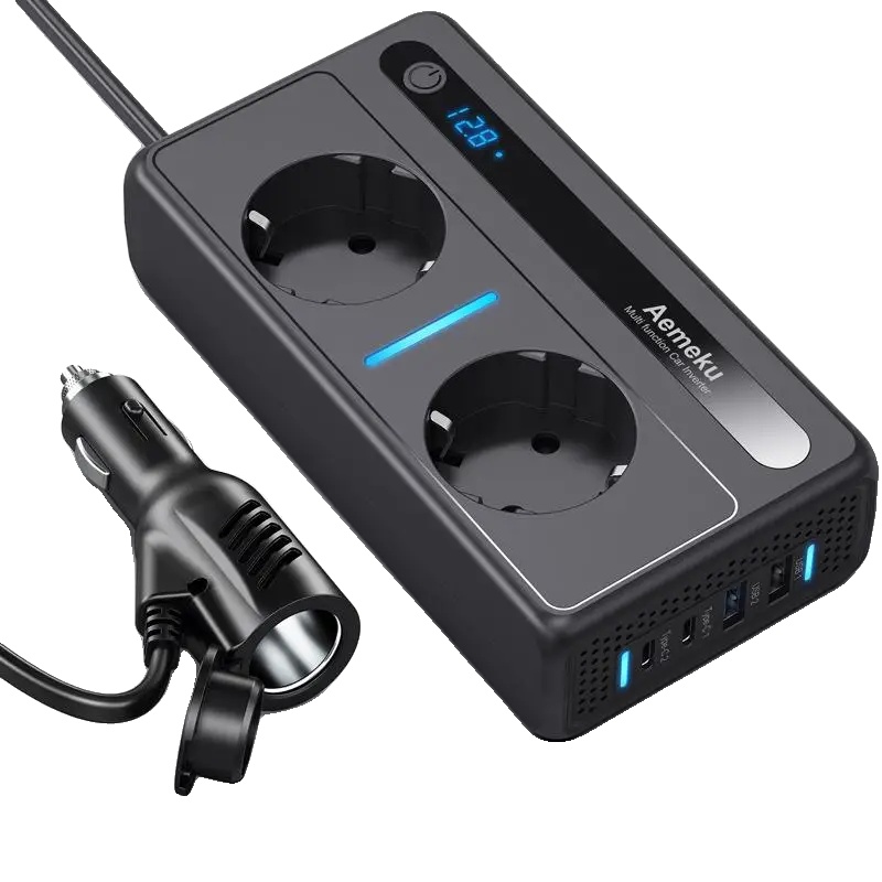 Auto-inverter, Multifunktionale Stromversorgung, Digitalanzeige, Schwarz