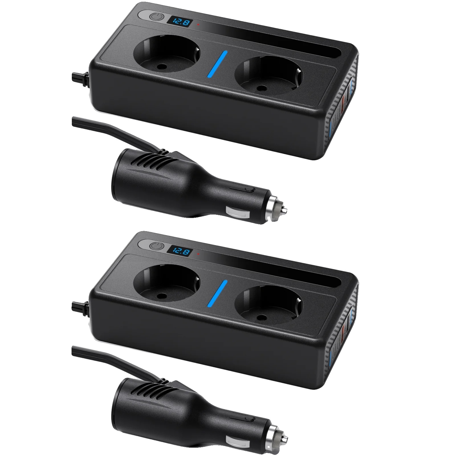 Wechselrichter, 7-in-1 Multi-geräte-ladegerät, Intelligente Spannungsanzeige, 2stück