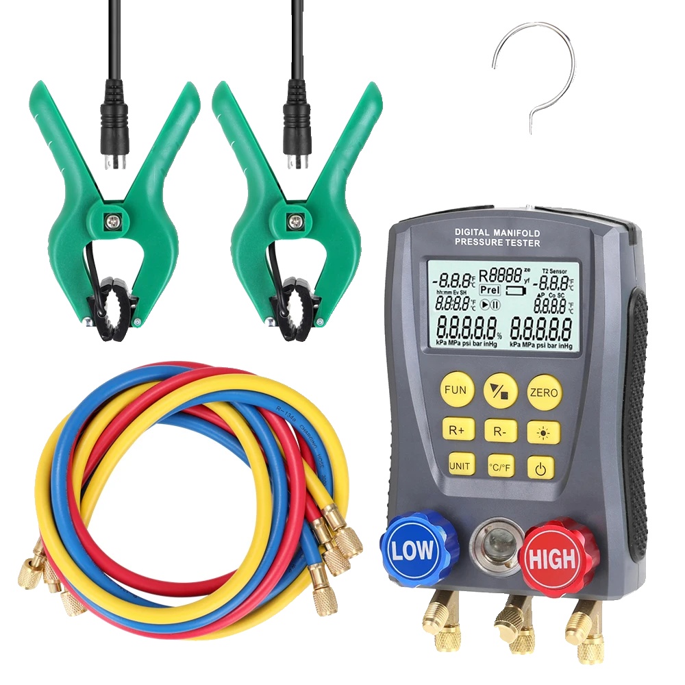 Digitales Vakuumdruckmanifold-messgerät, Dual-temperaturprüfung, Großes Lcd-display, Verteilermanometer, Nan, Nan, Nan