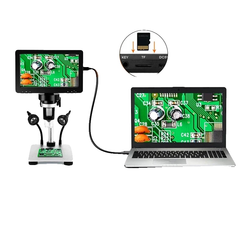 Digitalmikroskop, 50x-1200x Vergrößerung, 7 Zoll Hd-bildschirm, 1080p Videoqualität, Manueller Fokusmodus, 8 Led-lichtquelle