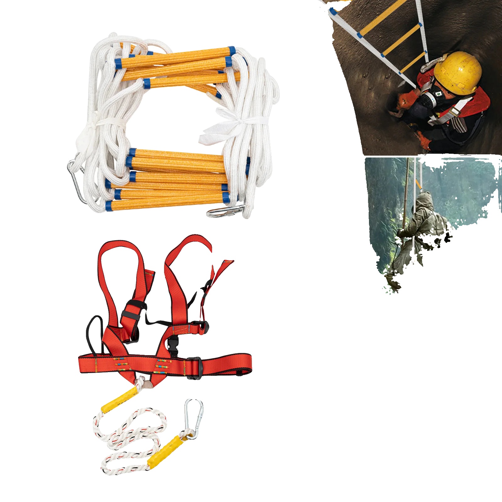 Feuerleiter-seilleiter, 10m Länge, 200kg Tragfähigkeit, 3 Haken, 18mm Seildicke, Polyester-geschirr