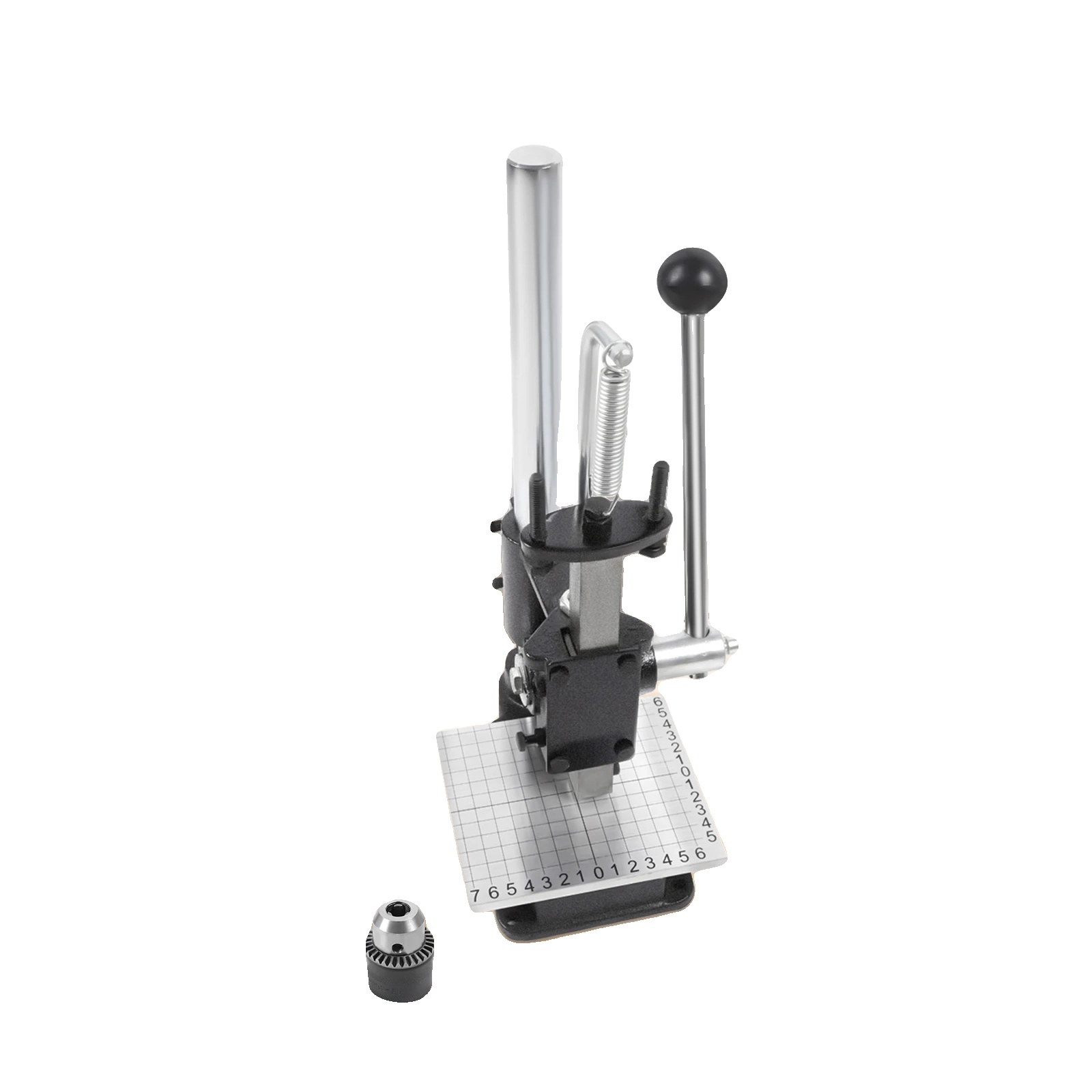 Manueller Pressstempel, Verstellbare Höhe 0-16cm, Maschinenhöhe 35cm, Halsöffnung 88mm, Polstergröße 13151cm, Grundgröße 1512cm