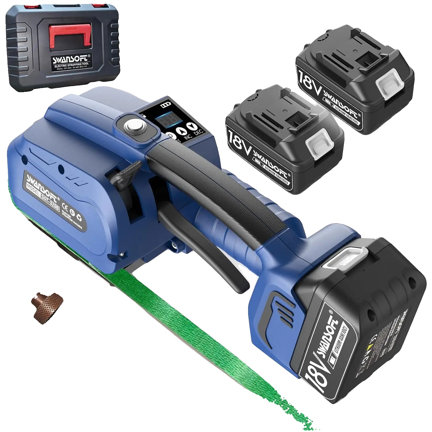 Elektrische Umreifungsmaschine, Kompatibel Mit Pp Pet Umreifungen, Kabelloser Betrieb, Blau