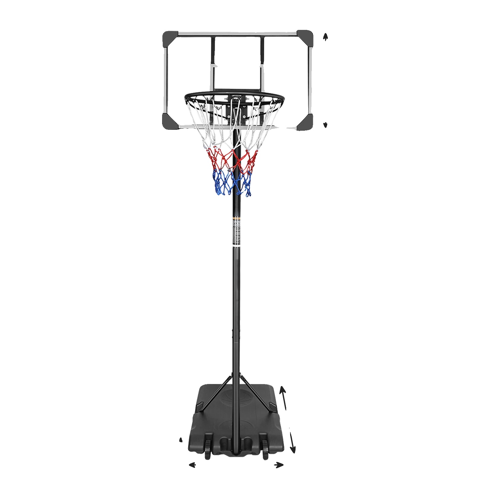 Basketballkorb, Höhenverstellbar, Stabiler Stand, Schwarz
