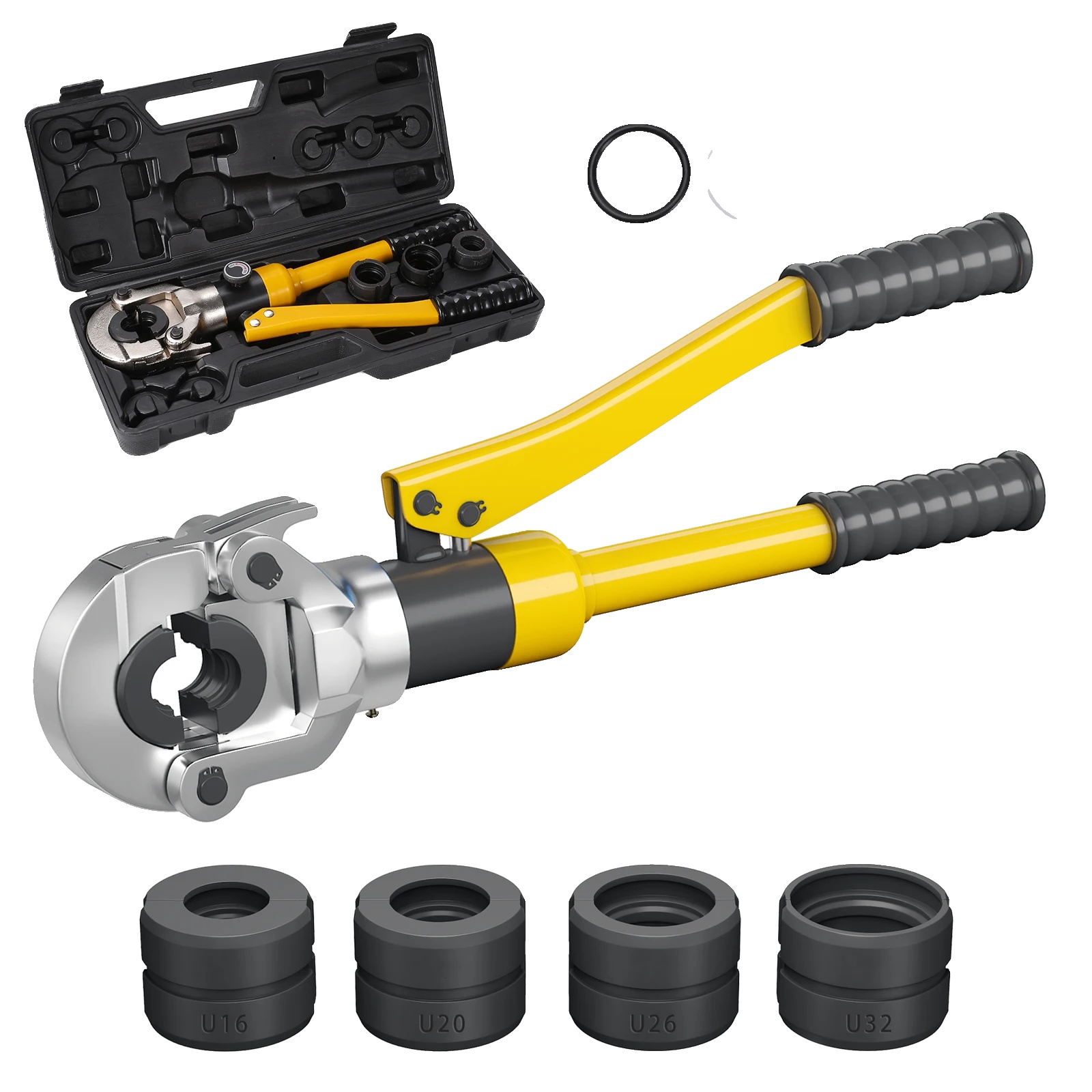 Hydraulische Rohrverpresszange, 360° Drehbarer Kopf, Langlebige Konstruktion, Gelb