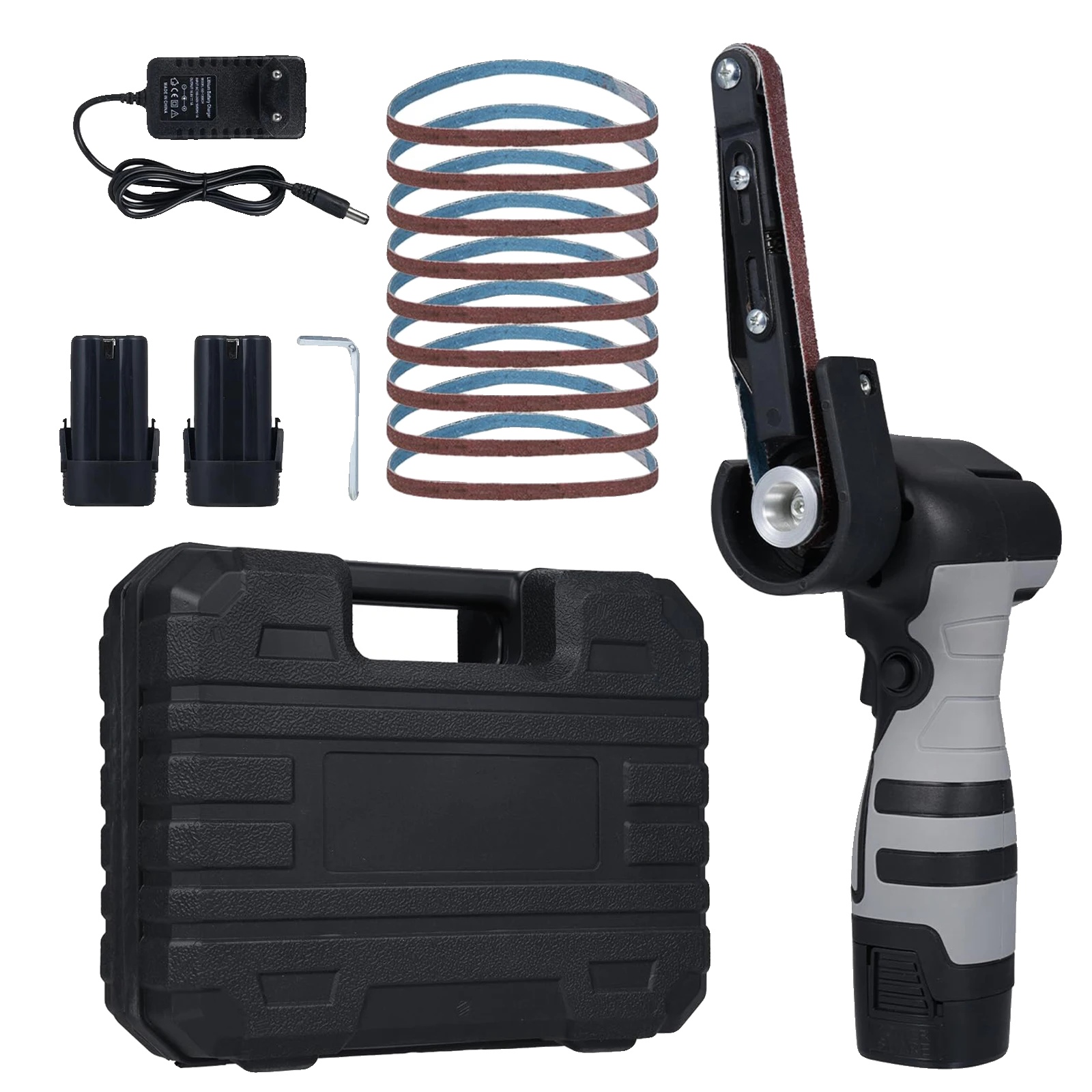 Elektrischer Mini-bandschleifer, Kabelloser Betrieb, Hochgeschwindigkeitsleistung, Mit 2xbattery