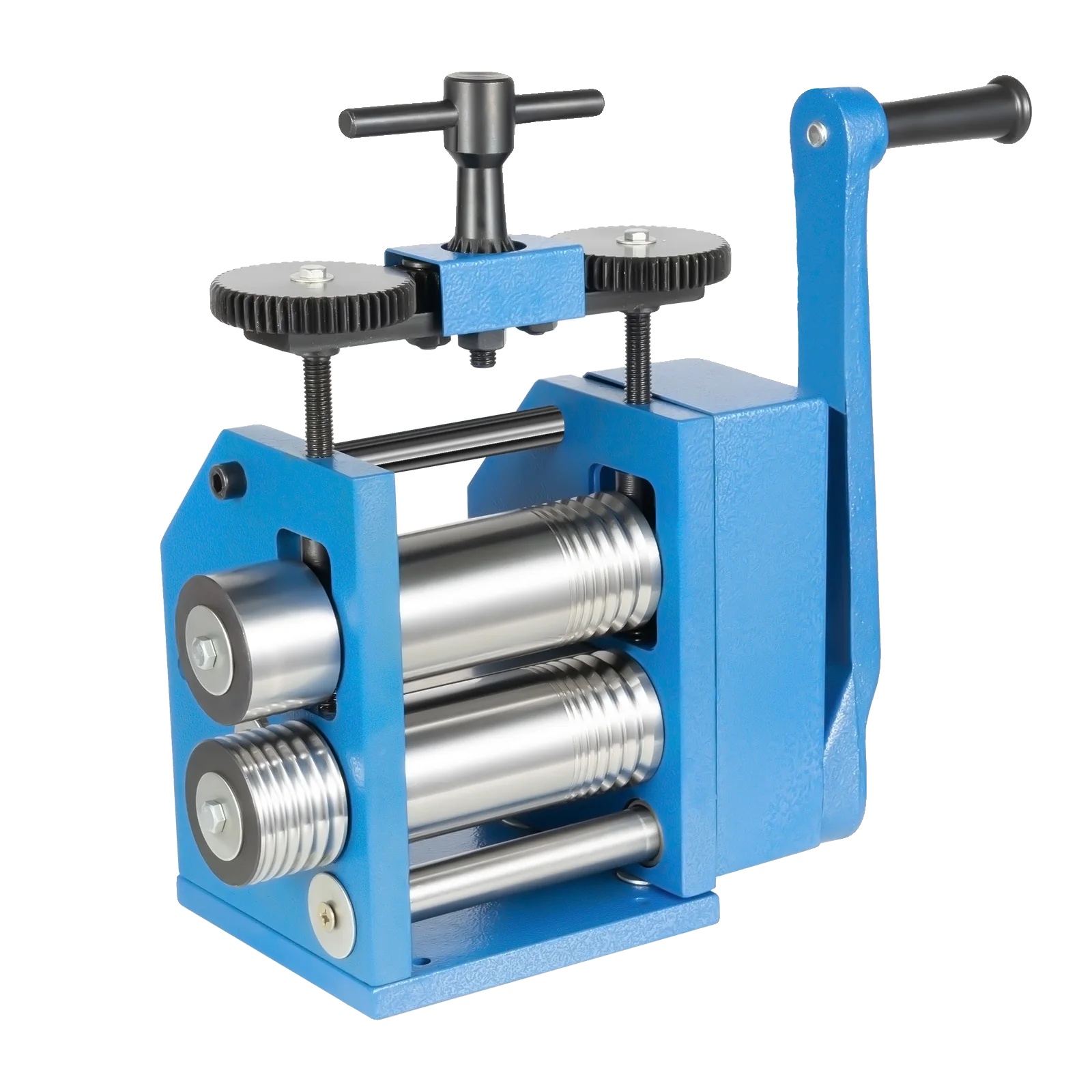 Schmuckwalzmaschine, Walzenlänge 72mm, Maximale Blechbreite 72mm, Handkurbel Länge 28cm, Bruttogewicht 18,6kg, Übersetzungsverhältnis 3:1