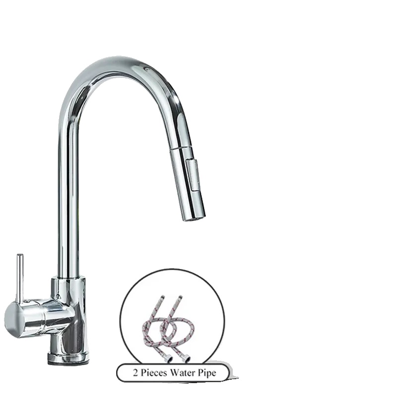 Küchenarmatur, Ausziehbare Sprühfunktion, Deckmontiertes Design, Chrom