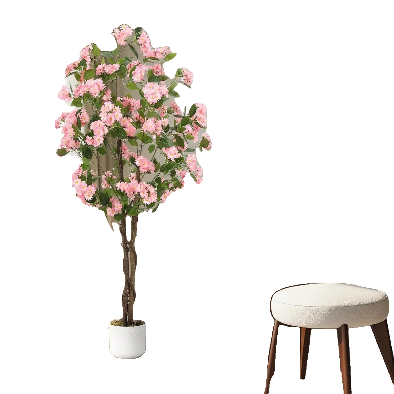 Künstlicher Osmanthusbaum, Lebensechte Blüten, Beschwerter Fuß, 150cm Pink