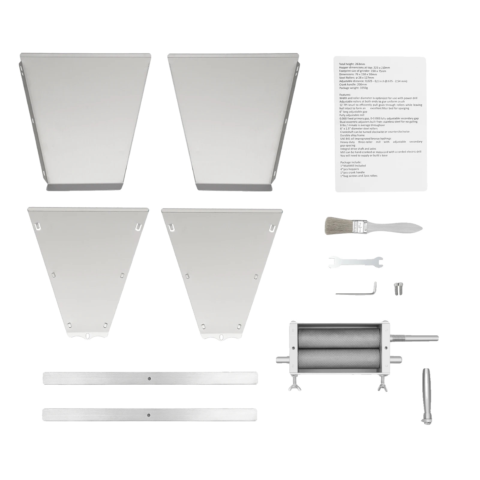 Getreidemühle, Manuelle Und Elektrische Bedienung, Großer Trichter, Silber