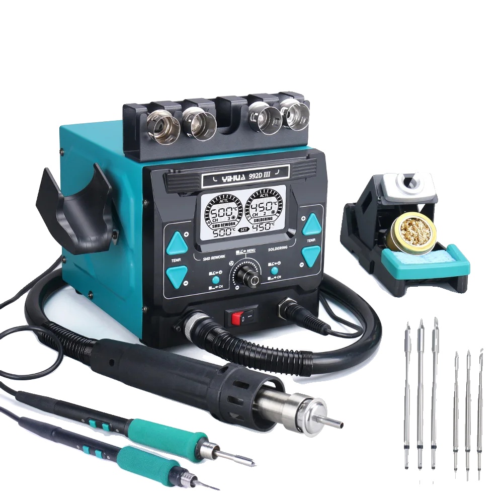 Lötstation, Duale Funktionalität, Einstellbare Temperatur, 2 In 1 Heißluftgebläse, 992d-iii(3), 220-240v
