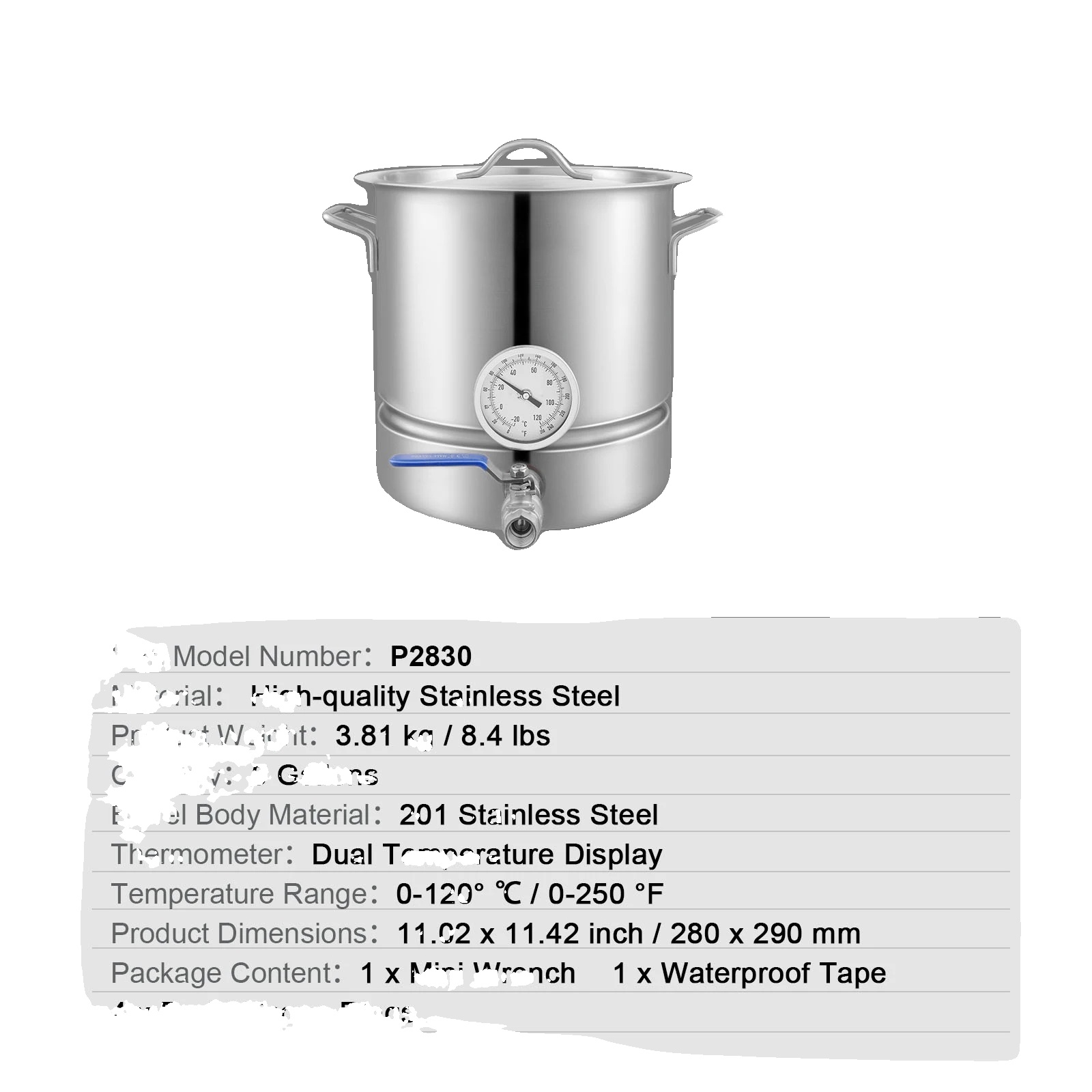 Brautopf, Edelstahl, 19 Liter Fassungsvermögen, 5gallon Ohne Filter