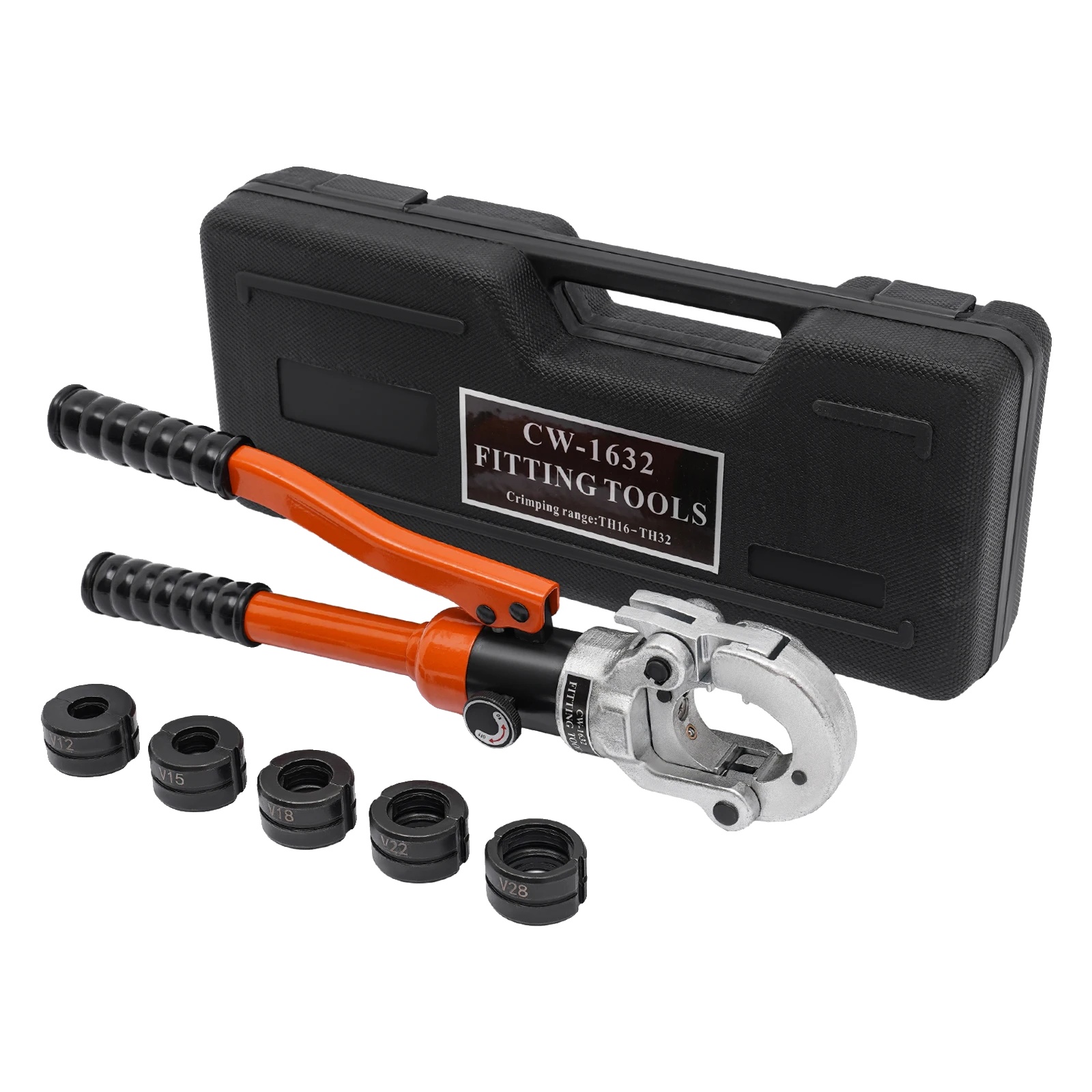 Hydraulisches Kupferrohr-verpresswerkzeug, 360° Drehbarer Kopf, Mehrere Matrizen, Orange