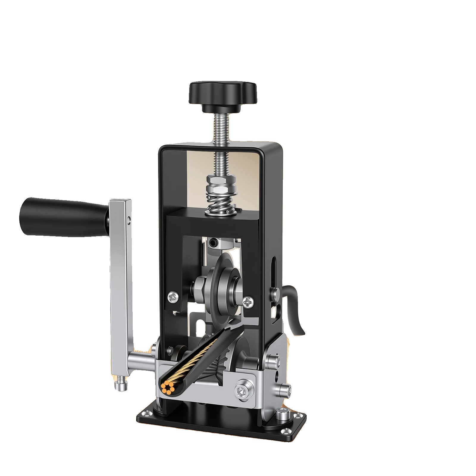 Drahtabziehmaschine, Eisenmaterial, 21 × 14 × 3,5 Cm Abmessungen, 2–25 Mm Abisolierdurchmesserbereich, 1,0 Kg Gewicht, Handkurbel +