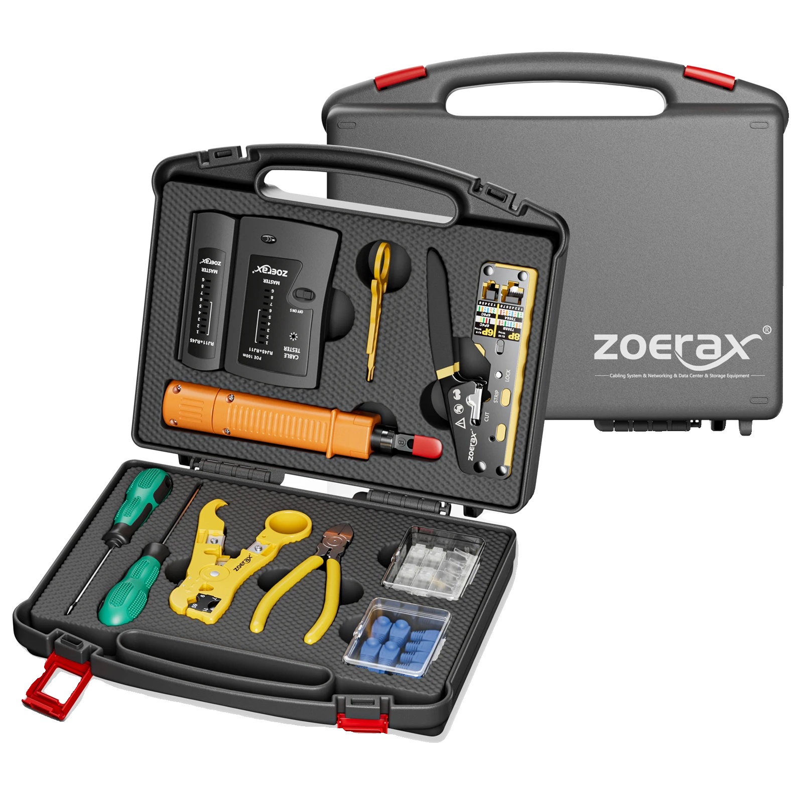 Zoerax Netzwerk-werkzeugset, Multifunktions-abisolierzange, Kabeltester, Cat6 Kit