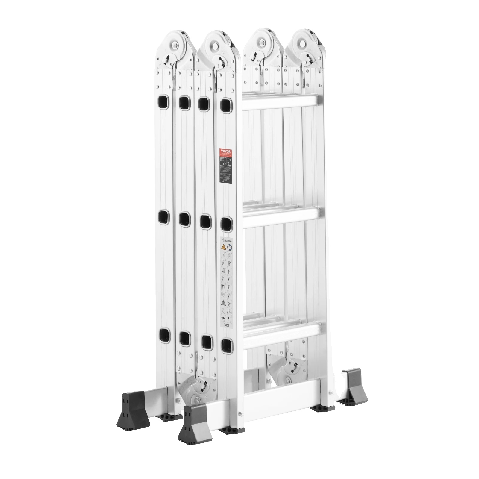 Faltleiter, 7-in-1 Design, Hohe Tragfähigkeit, Silber, 5 Schritte