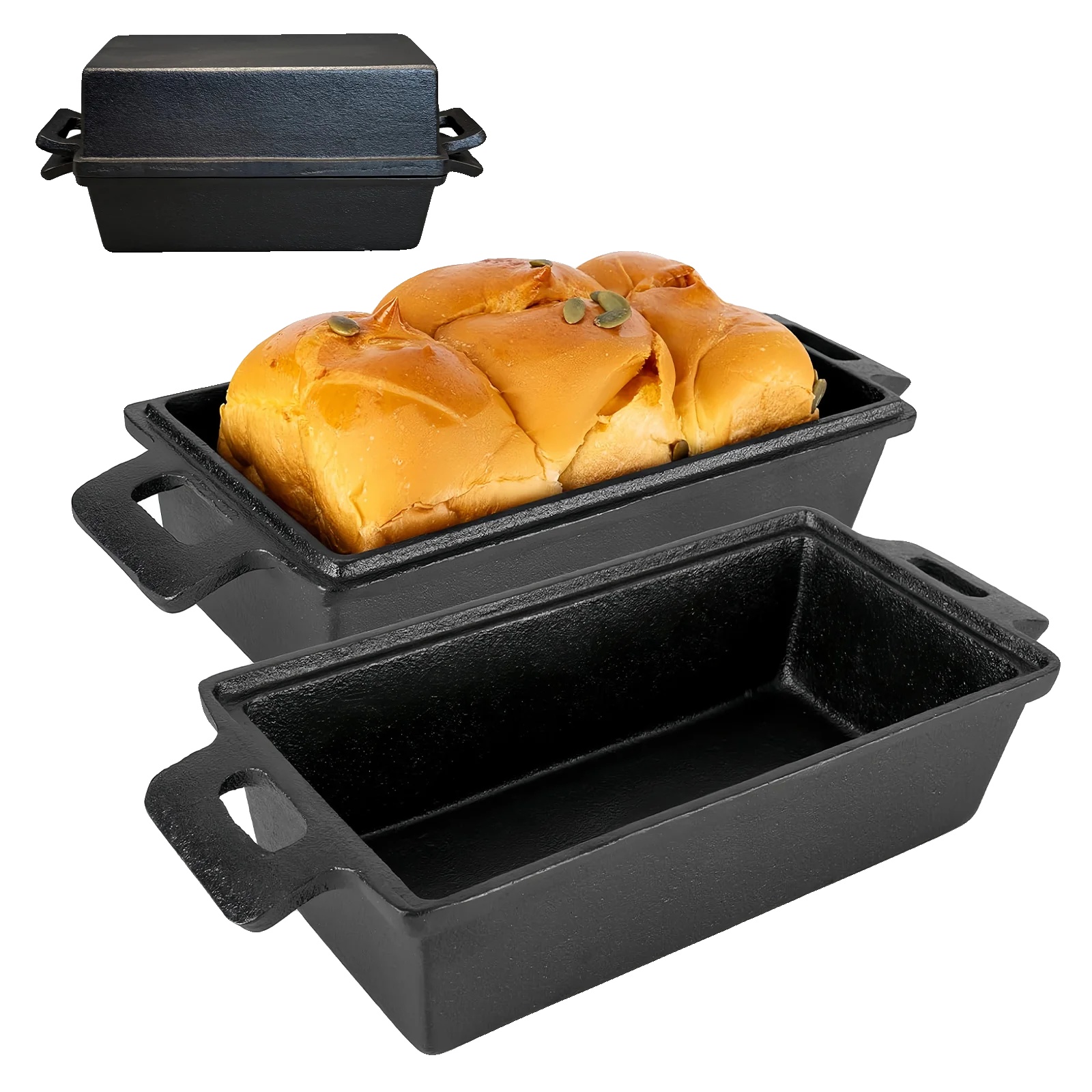Gusseisen Brotform, 22,9 × 12,7 Cm, 4,5 Liter, Induktionsgeeignet, Bis 450 °c, Polierte Oberfläche