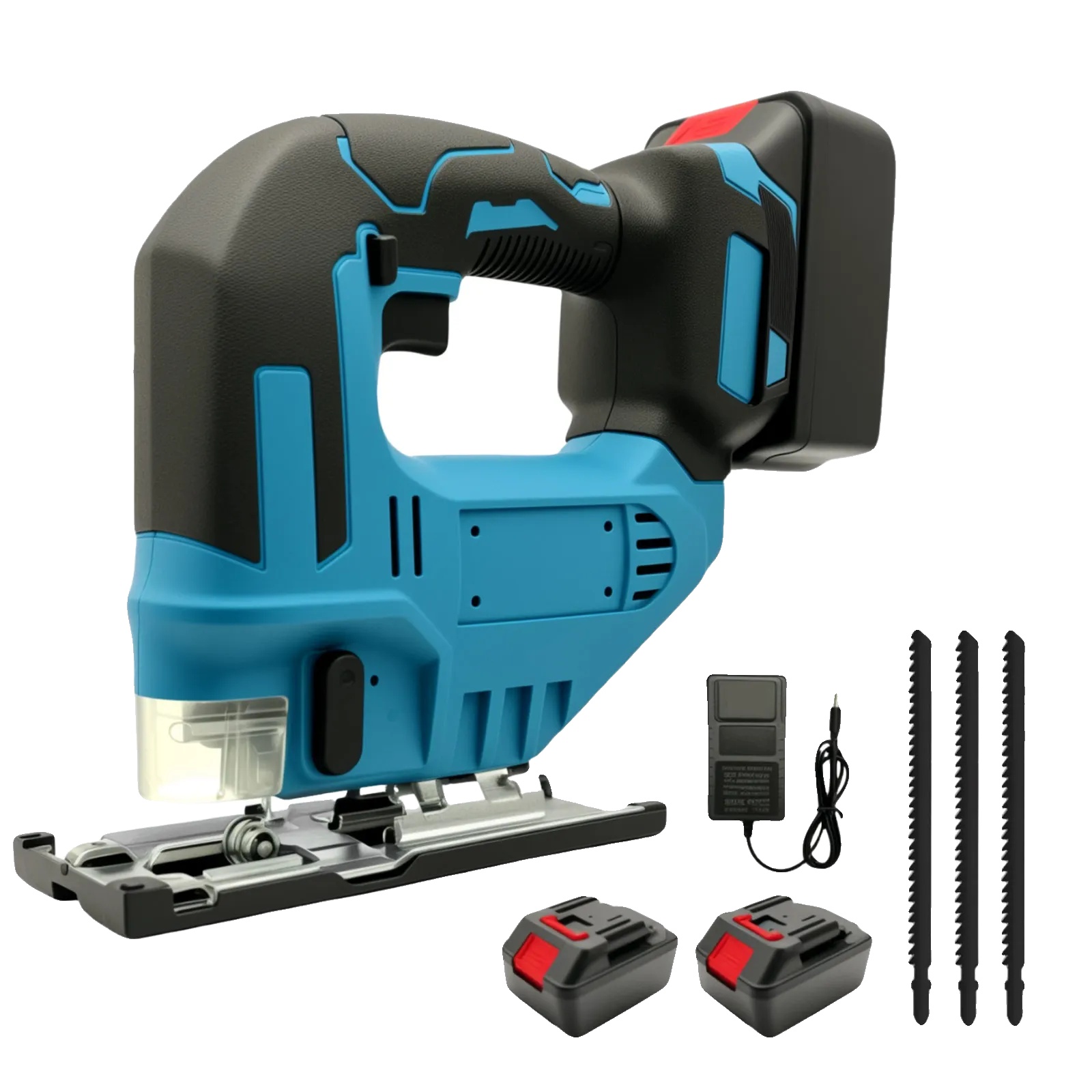 Stichsäge, Bürstenloser Motor, Kabelloses Design, 2 Batterie 1 Stecker