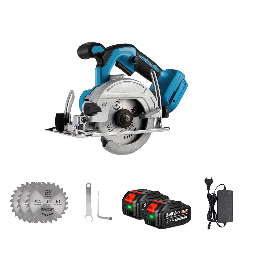 Kreissäge, Bürstenloser Motor, Verstellbarer Schnittwinkel, 2x3.0ah Batterien Set