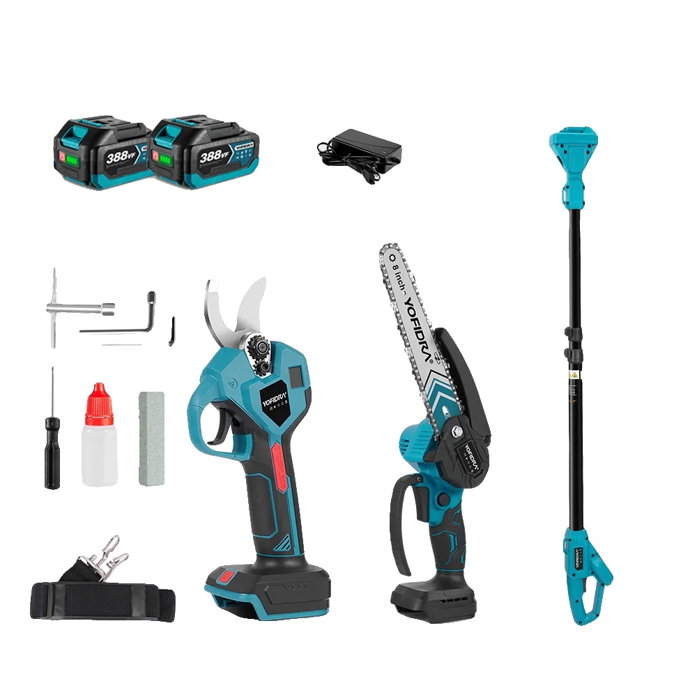 Elektrische Kettensäge, 8-zoll-klinge, Bürstenloser Motor, 2x Batterien Set