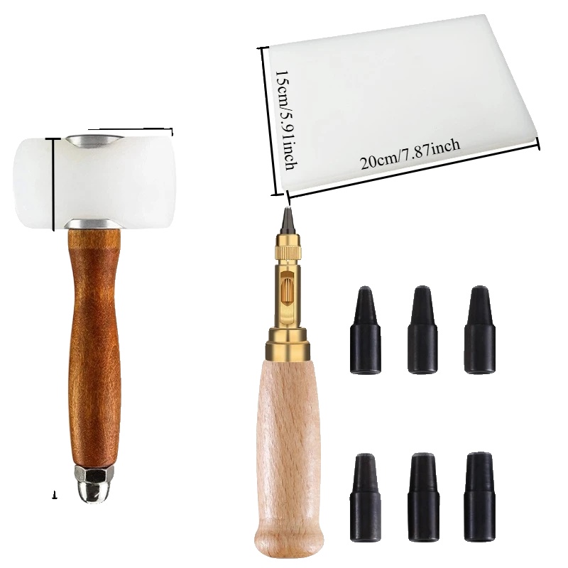 Lederlocher, Rotationsfunktion, Austauschbare Köpfe, Ein Set