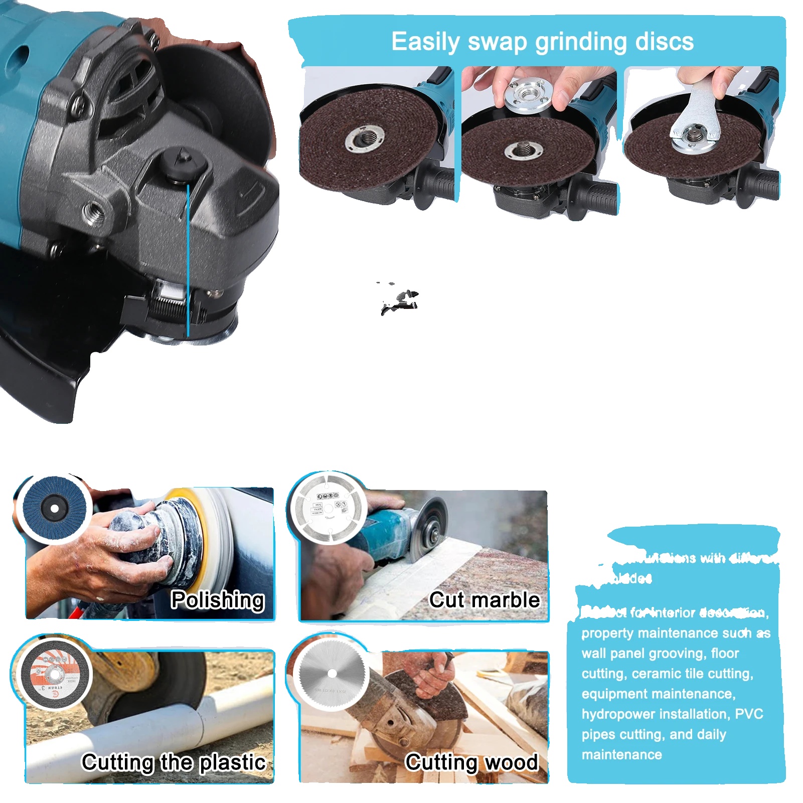 Winkelschleifer, Bürstenloser Motor, Multifunktionales Schneiden, 1 Stück Batterie, Eu