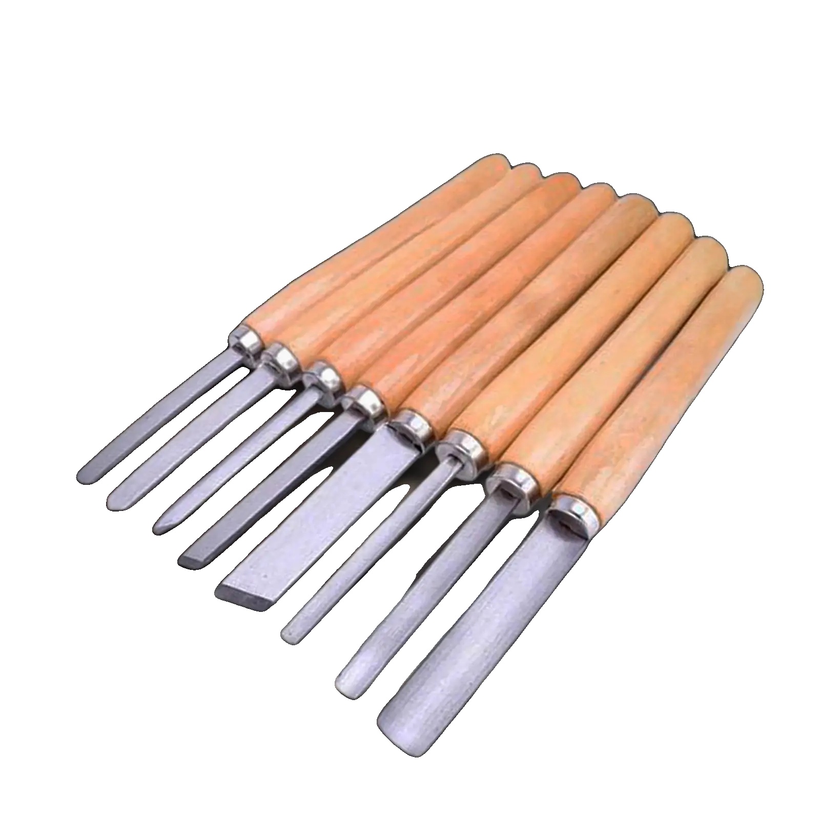 Holzschnitt-drehbank-set, Material: 65 Manganstahl, Gesamtlänge: 360mm, Klingenlänge: 120mm, Griff Länge: 240mm, Anzahl Der Teile: 8