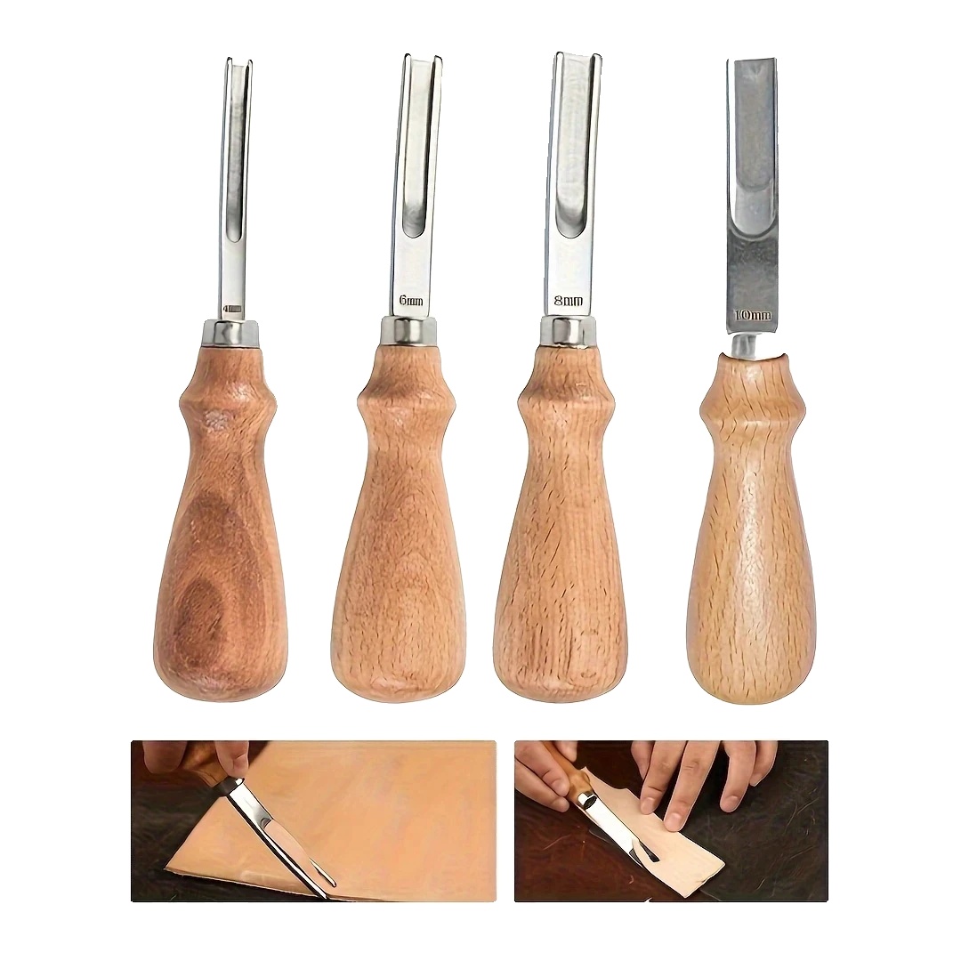 Lederkanten-schneidewerkzeug-set, Ergonomischer Griff, 4 Größen Erhältlich, 0410