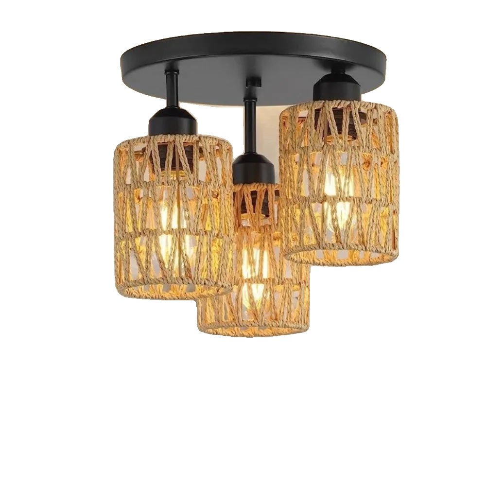 Deckenleuchte, Rattan-design, Einfache Installation, Deckenlampe, Keine Glühbirne