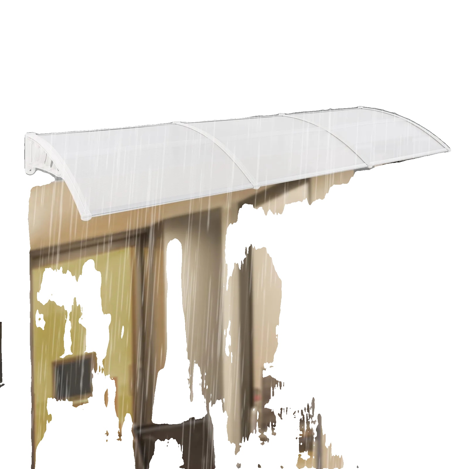 Türvordach, 90x300 Cm, Aluminiumrahmen, Gewölbtes Design, Einfache Installation, Wasserableitung