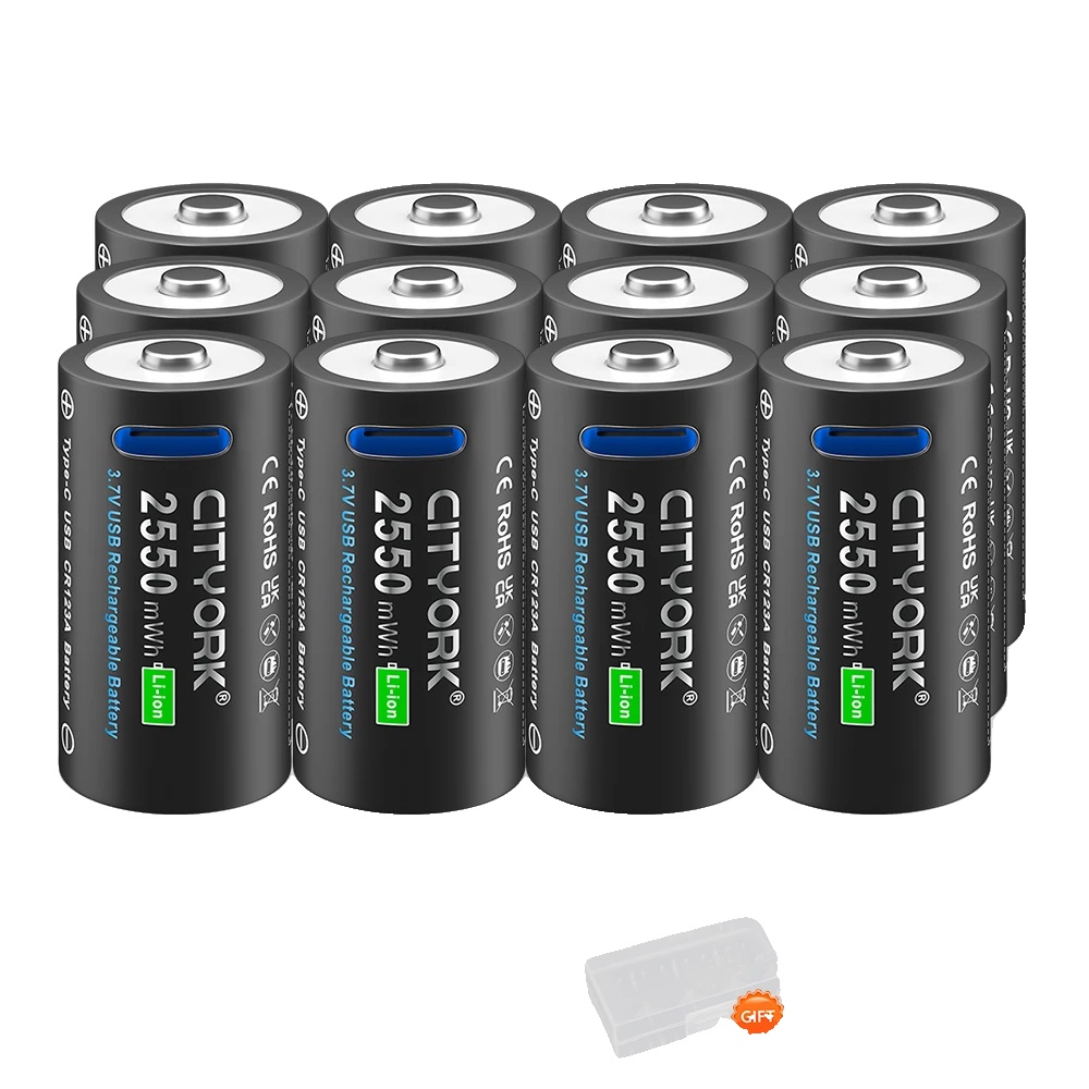 Wiederaufladbare Batterie, Usb-ladung, Kompatibel Mit Rcr123 Rcr123a, 12pcs