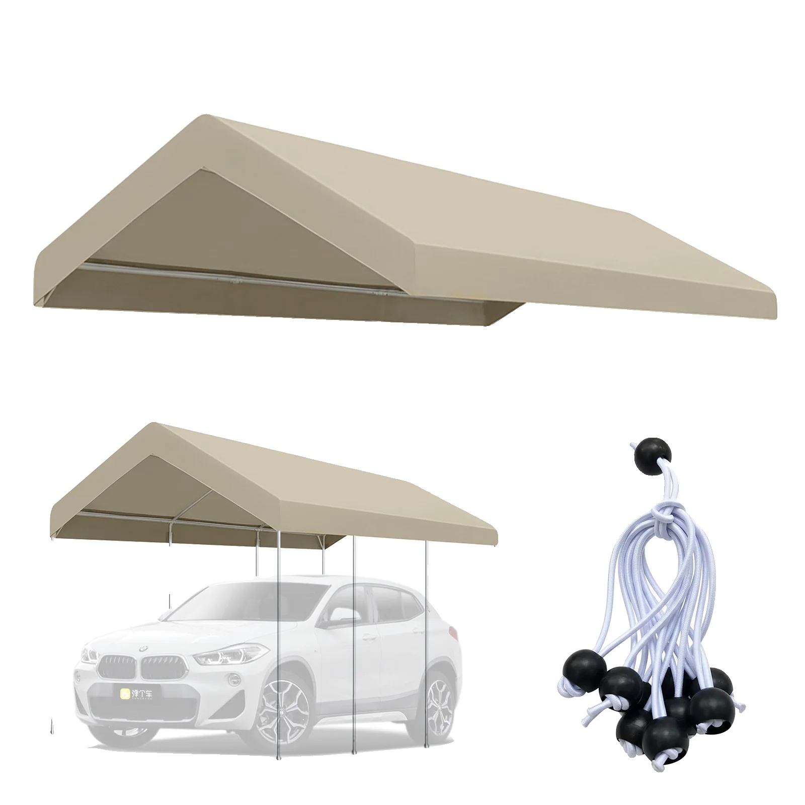 Baumkronenschutz, Wasserdichte Abdeckung, Robustes Material, Nur Oberseite Khaki, 3x6m-9.84x19.69ft