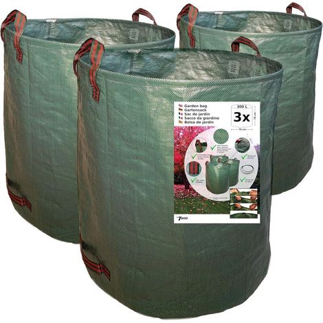 X 300-liter-grünabfallsäcke, Gartenabfallsäcke Der 2. Generation, Big Bags, Gartenabfallsäcke, Pflanzenabfallsäcke, Laubsäcke, Grassäcke, Polypropylen, Pp-gewebe