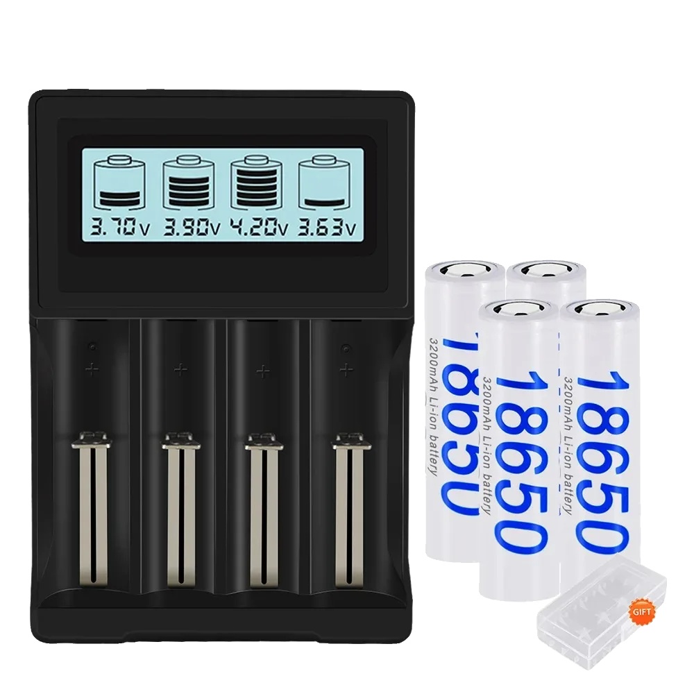 Wiederaufladbare 18650-batterie, 3000mah, Kompatibel Mit Elektronik, 4pcs Und Ladegerät