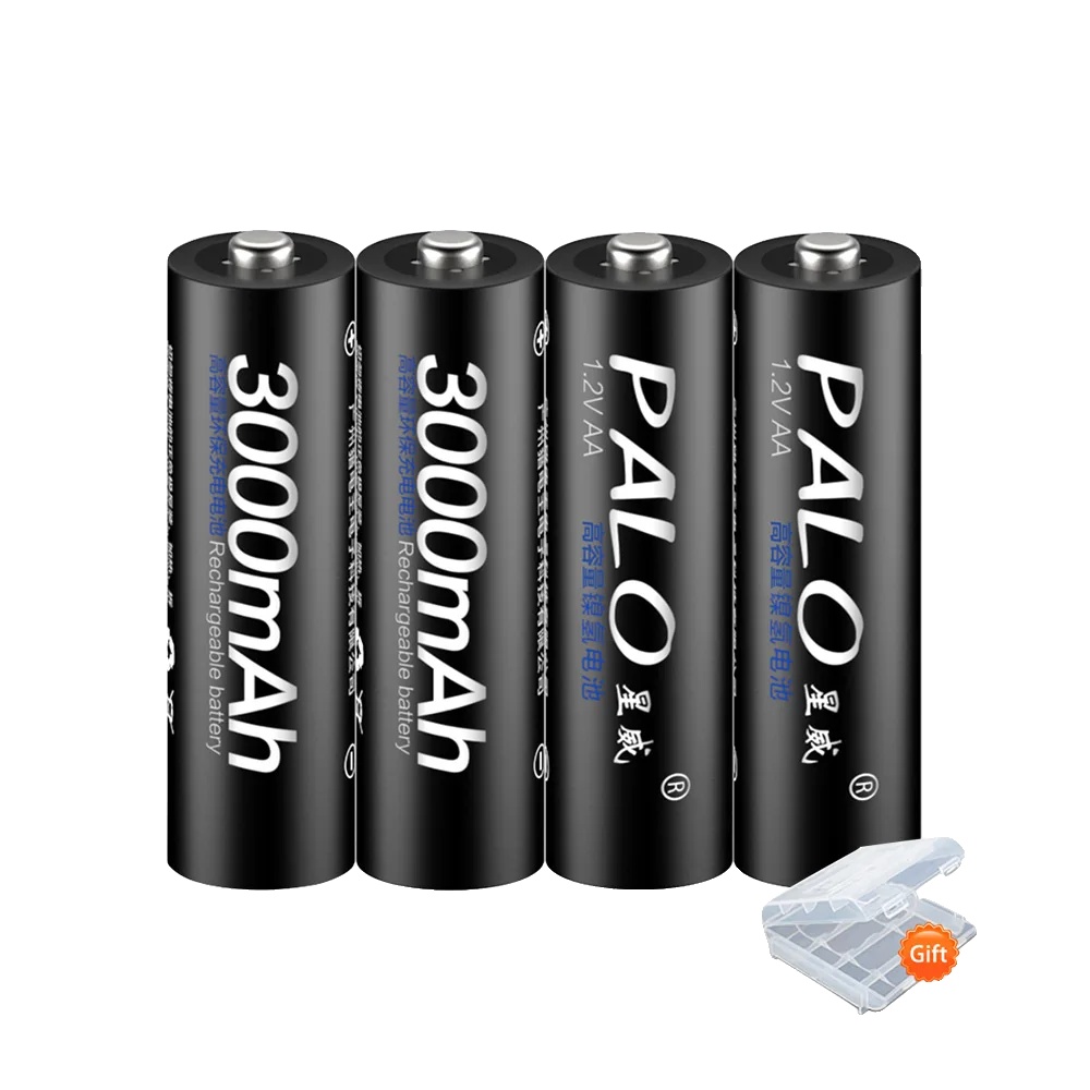 Wiederaufladbare Batterien, 3000mah Kapazität, Breite Kompatibilität, 4 Stück Aa Schwarz