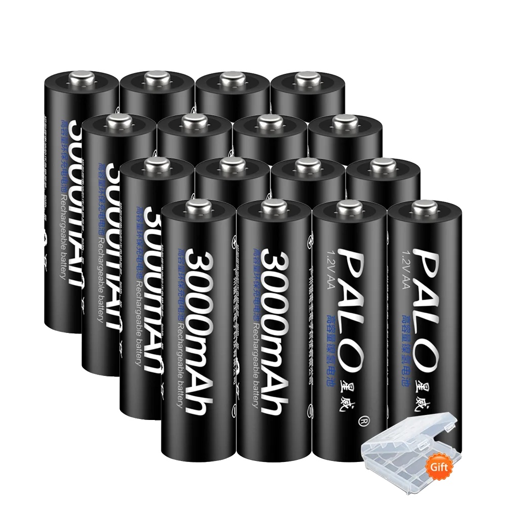 Wiederaufladbare Batterien, 3000mah Kapazität, Breite Kompatibilität, 16 Stück Aa Schwarz